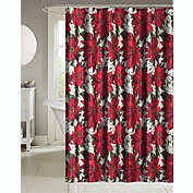Kate Aurora Holiday Living Sparkle Christmas Lush Poinsettia Fabric Shower Curtain