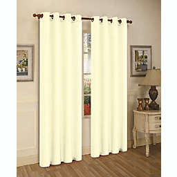 Solid Grommet Faux Silk Window Curtain Drapes Treatment in 84
