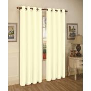 Solid Grommet Faux Silk Window Curtain Drapes Treatment in 84" Length- Set of 2