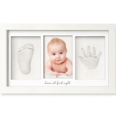 Pearhead Babyprints Newborn Baby Handprint and Footprint Photo Frame Kit White 
