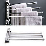 Kitcheniva Swivel Bathroom Towel Rack 4 Arm Stainless Steel Wall-Mount