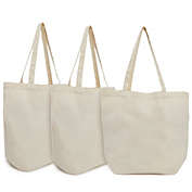 Okuna Outpost Reusable Canvas Grocery Bags, Non Woven Cloth Tote Bags with Handles for Shopping (16.5 x 19.5 In, 3 Pack)