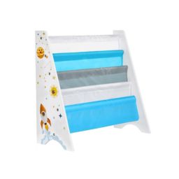 SONGMICS Kids Book Organizer Storage Shelf for Playroom, Children's Room, Blue