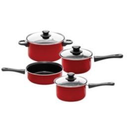 Lexi Home 7 Piece Carbon Steel Nonstick Petite Cookware Set - Red