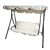 Northlight 3-Seater Outdoor Patio Swing with Adjustable Canopy - Cream