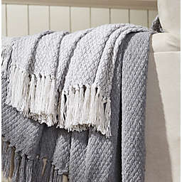 Kate Aurora Chic Living 2 Pack Gray Yarn Dyed Woven & Fringed Coordinating Ultra Soft Accent Throw Blanket Set - 50 in. W x 60 in. L