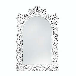 Accent Plus Distressed White Ornate Decorative Wall Mirror