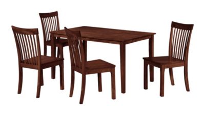 Pilaster Designs Tanya 5 Piece 54" Rectangular Kitchen Dining Set, Natural Oak Solid Wood, (Table & 4 Slatback Chairs)