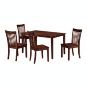 Pilaster Designs Tanya 5 Piece 54" Rectangular Kitchen Dining Set, Natural Oak Solid Wood, (Table & 4 Slatback Chairs)