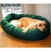 Majestic Pet Product 32-Inch medium Poly / Cotton Waterproof Cushion Green and Sherpa Bagel Bed for Pets