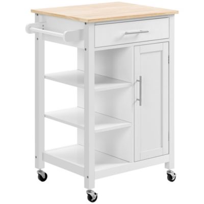 Home Kitchen Trolley Cart Wooden 3 Tiers Serving Trolley on wheels SoBuy® FKW49-W White