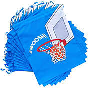 Blue Panda Basketball Party Favor Drawstring Gift Bags (12 x 10 in, 12 Pack)