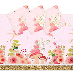 Sparkle and Bash Fairy Tea Party Tablecloths for Girls Floral Birthday Supplies (54 x 108 In, 3 Pack)