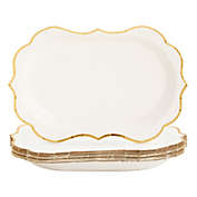 Sparkle and Bash White Disposable Party Serving Trays with Scalloped Gold Foil Edge (13 x 9 in, 24 Pack)