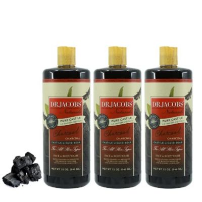 Dr Jacobs Naturals 32 Oz. 3 Pack Pure Castile Liquid Soap - Charcoal