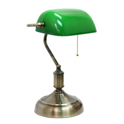 Simple Designs Executive Banker&#39;s Desk Lamp with Glass Shade, Green