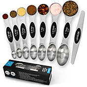 Zulay Kitchen Stainless Steel Magnetic Measuring Spoons, 8 Piece Set with Leveler