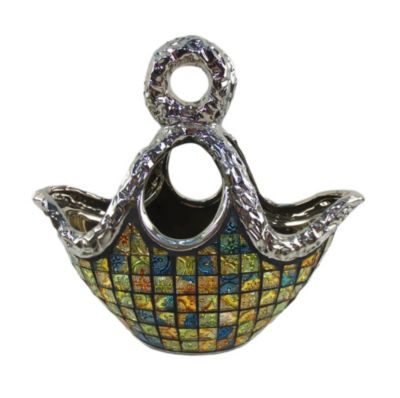 Dolce Mela Purse Decorative Ceramic & Glass Flower Vase, 11 3/4" x 5.5" x 10,5"(H)