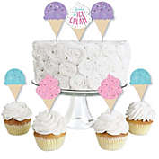 Big Dot of Happiness Scoop Up the Fun - Ice Cream - Dessert Cupcake Toppers - Sprinkles Party Clear Treat Picks - Set of 24