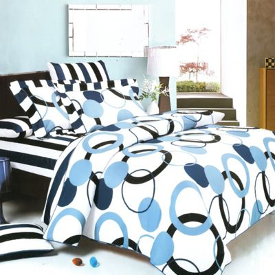 Blancho Bedding Artistic Blue  100% Cotton 4PC Sheet Set (King Size)