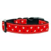 Mirage Pet Products Anchors Nylon Ribbon 1" Wide Dog Collar, Red/Medium