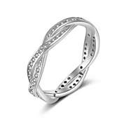 Stock Preferred Braided Crystal Eternity Band Ring in 6in White Gold Plated