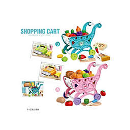 Nutcracker Factory Pack of 2 Blue and Pink Plastic Shopping Cart