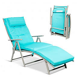 Costway Outdoor Lightweight Folding Chaise Lounge Chair-Blue