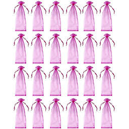 Juvale Sheer Organza Bags, Wine Bag (Pink, 14.7 x 5.2 in, 24-Pack)