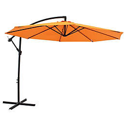 Sunnydaze Offset Outdoor Patio Umbrella with Crank - 9.5 Foot - Tangerine
