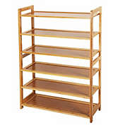 Slickblue Solid Wood 6-Shelf Shoe Rack - Holds up to 24 Pair of Shoes