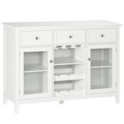 Glass Door Kitchen Sideboard, Buffet Cabinet with 6-Bottle Wine Rack and Stemware Racks, Coffee Bar Cabinet for Living Room, Dining Room