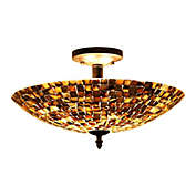 CHLOE Lighting  CROWN Mosaic-Style 2 Light Semi-Flush Ceiling Fixture 16" Wide