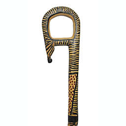 Zeckos Hand Carved African Wild Animal Print Wooden Walking Stick