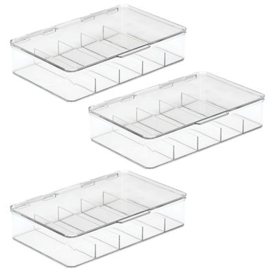 mDesign Plastic Stackable Eyeglass Storage Organizer, 5 Sections, 4 Pack, Clear