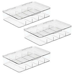 mDesign Plastic Stackable Eyeglass Storage Organizer, 5 Sections, 4 Pack, Clear