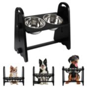 Quka Pets Elevated Dog Bowls for Medium Large Sized Dogs, Adjustable Heights Raised Dog Feeder Bowl with Stand for Food & Water (Black)