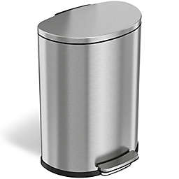 iTouchless SoftStep Stainless Steel Semi-Round Step Trash Can with AbsorbX Odor Filter and Removable Inner Bucket 13.2 Gallon Silver