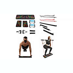 Link Home Workout Set Push Up Board with Resistance Bands, Pilate Bar, and More - Great For Home or Office Workouts