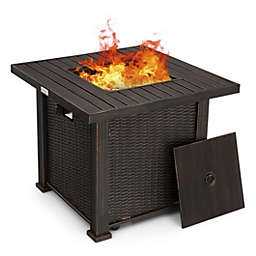 Costway 30 Inch 50000 BTU Square Propane Gas Fire Pit Table with Table Cover
