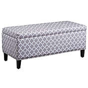 HOMCOM Large 42" Tufted Linen Fabric Upholstery Storage Ottoman Bench with lift-top for Living Room, Entryway, or Bedroom - Grey Lattice