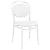Luxury Commercial Living 33.5" White Stackable Outdoor Patio Armless Chair