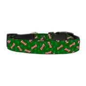 Mirage Pet Products Candy Cane Bones Nylon and Ribbon Dog Collar, Extra Small