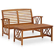 vidaXL 2 Piece Patio Lounge Set Solid Acacia Wood