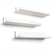 Americanflat Set of Three 14 Inch Floating Wall Shelves - White