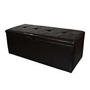 Saltoro Sherpi Wooden Shoe Storage Bench with Tufted Leatherette Seating, Dark Brown-