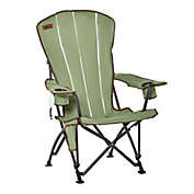 Outsunny Folding Camping & Beach Lounge Chair with Durable Oxford Fabric, Built-In Cup Holder, Bottle Opener, Green