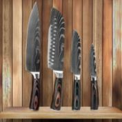 Kitcheniva 4-Pieces Kitchen Knife Set High Carbon Stainless Steel Damascus Pattern Chef Knife