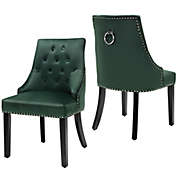 Gymax Set of 2 Button-Tufted Dining Chair Upholstered Armless Side Chair