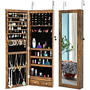 Yeah Depot Fashion Simple Jewelry Storage Mirror Cabinet With LED Lights Can Be Hung On The Door Or Wall